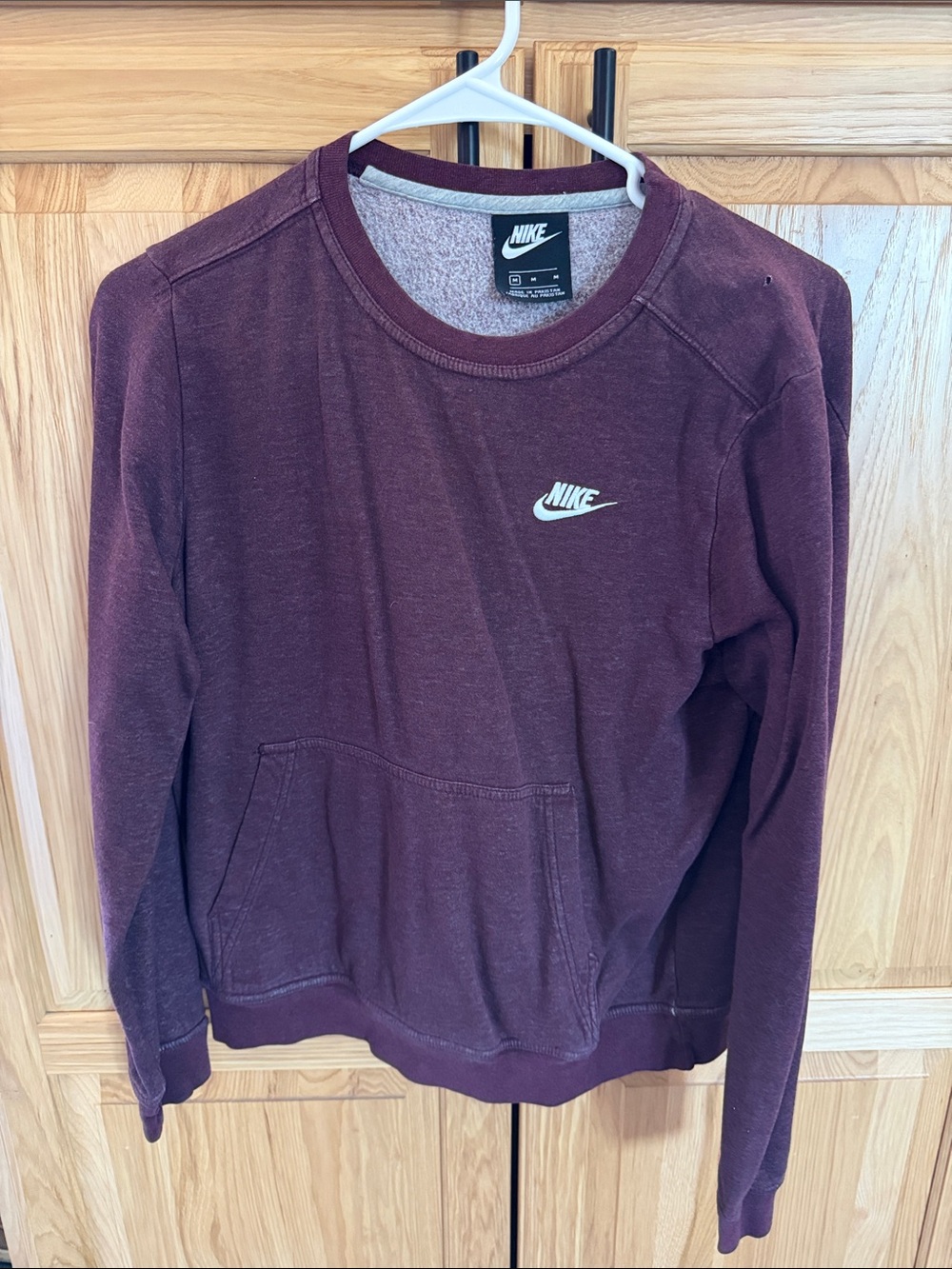 Nike Burgundy Crewneck Sweatshirt with White Swoosh